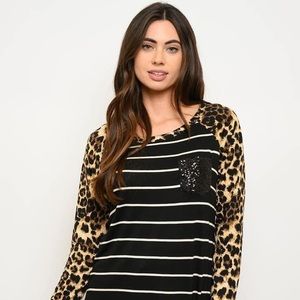 New Junior's Boutique Cheetah striped top
